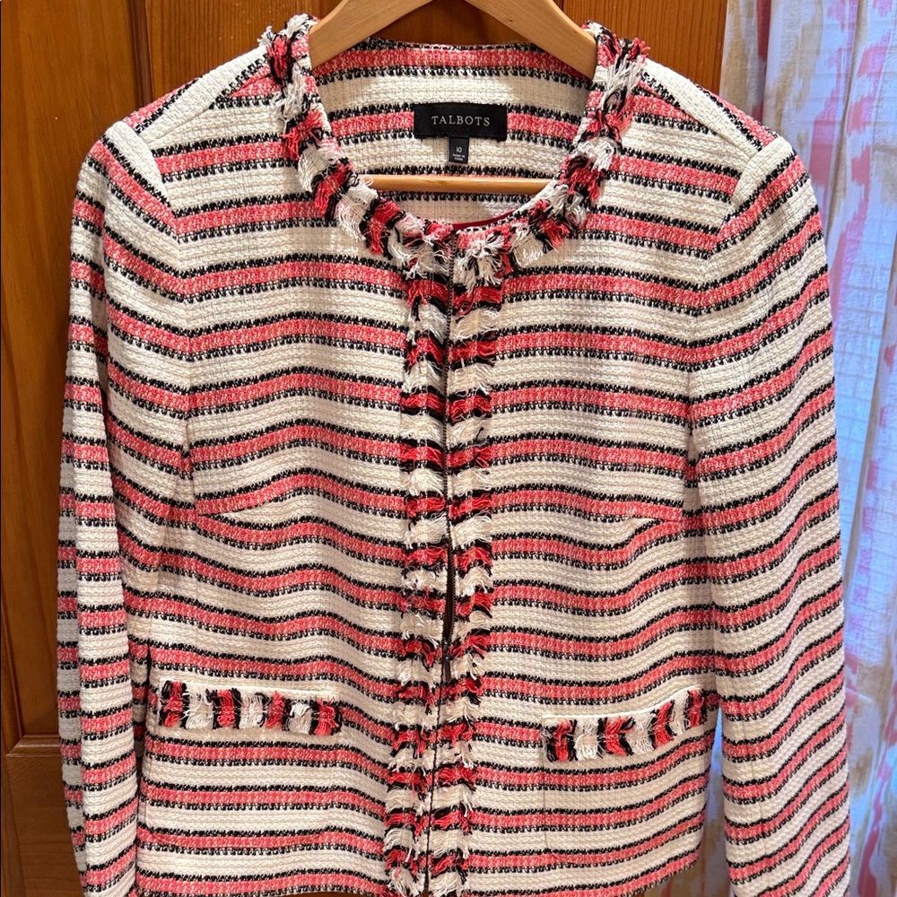 Talbots Multicolor Striped Tweed Jacket